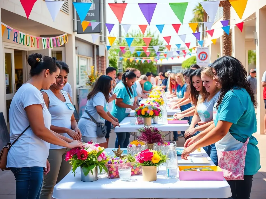A photograph of volunteers actively participating in the preparations for an upcoming event organized by ASSOCIATION AUTOUR DES PALHAS, showcasing their dedication and community involvement.